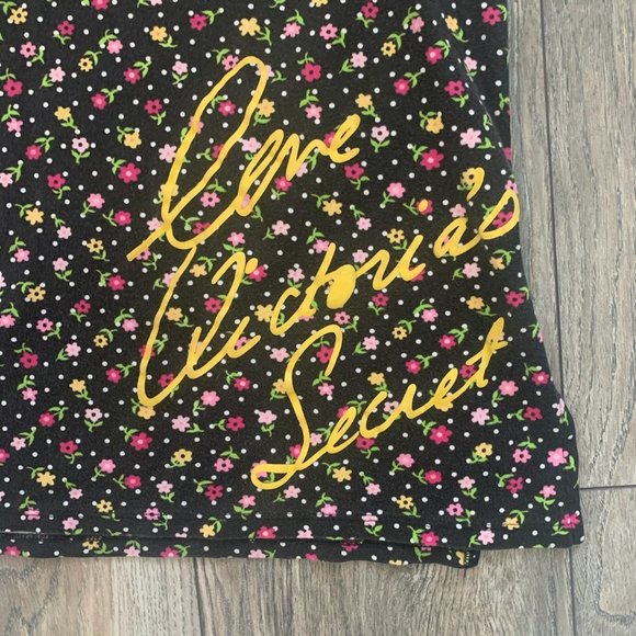 VICTORIA'S SECRET LONG SLEEVE BLACK/PINK/YELLOW FLORAL NIGHTGOWN XS-EUC - Picture 3 of 7